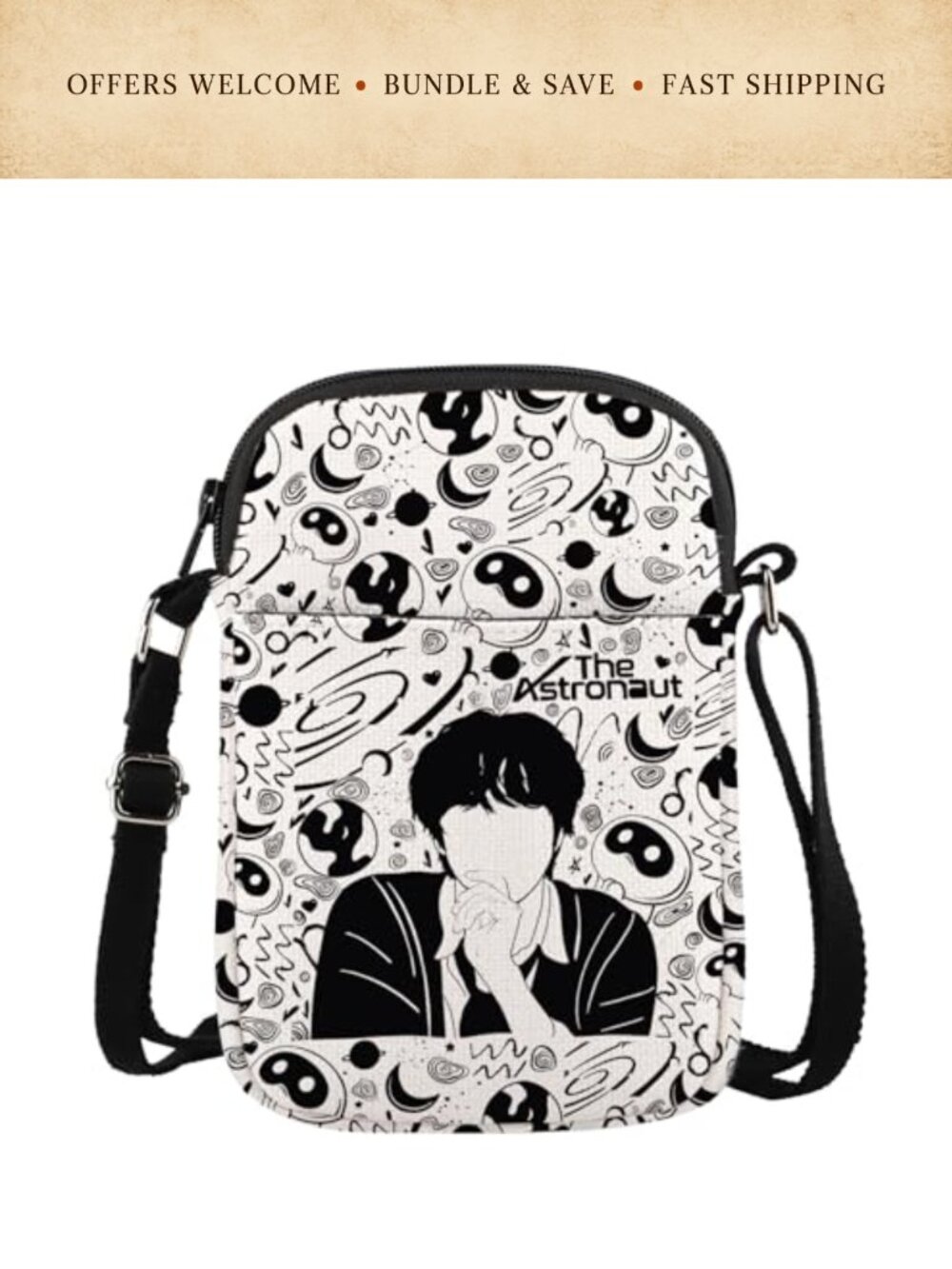 WSNANG Canvas Crossbody Bag K-pop Jin Messenger Adjustable Waterproof